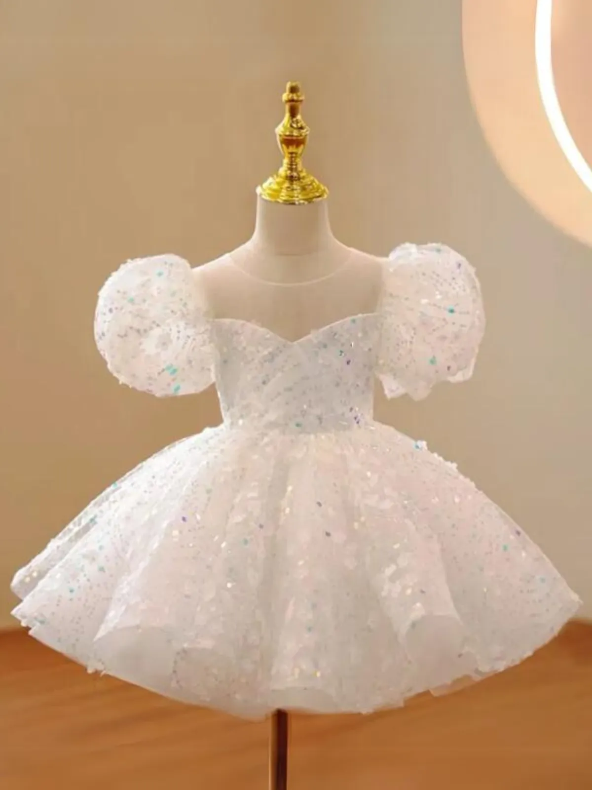 Blessed and Beaded Puff Sleeve Tutu Communion Dress