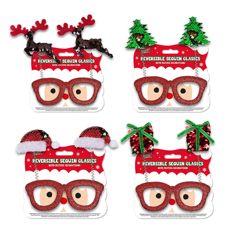 Christmas Reversible Novelty Sequin Glasses