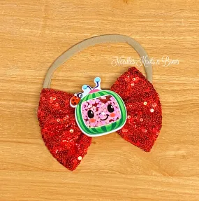 Cocomelon Headband, Red Sequin Bow Cocomelon Headband