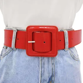 Faux Leather Big Buckle Belt Women's