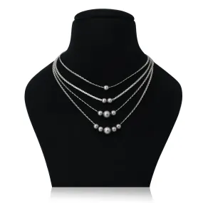 Glamorous Pearl Design Silver Chain Necklace for Women