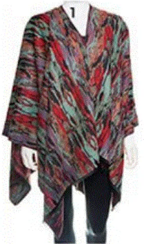 Reversible Printed Cashmere Ruana Wrap