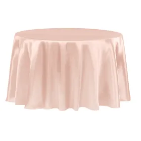 Satin 132" Round Tablecloth - Blush/Rose Gold