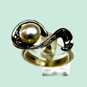 Sterling Silver Pearl Designer Ring for women - Israeli Silver Jewelry