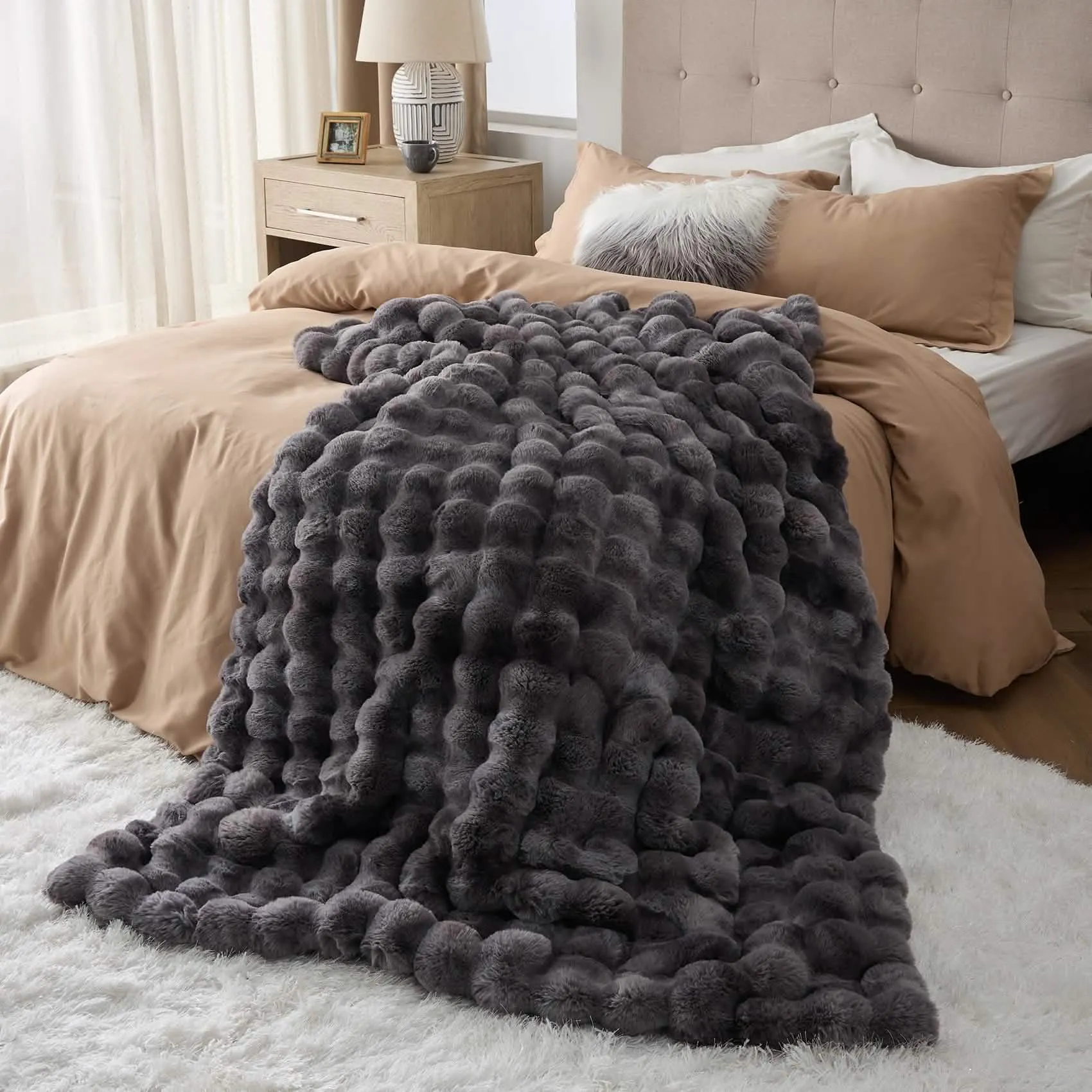 Ultra-Plush Bubble Faux Fur Blanket