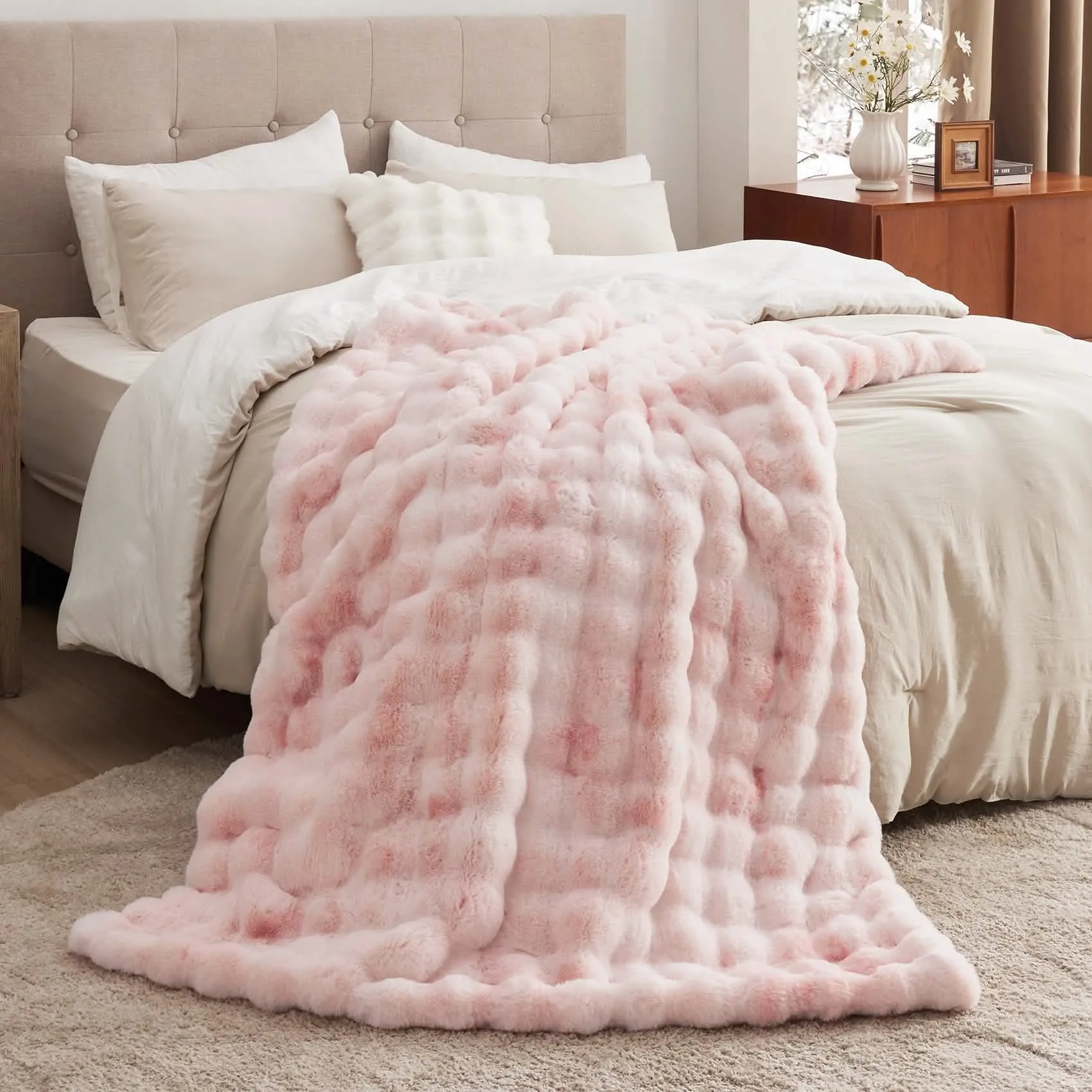 Ultra-Plush Bubble Faux Fur Blanket