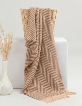 Zigzag Woolen Cashmere Stoles - Brown